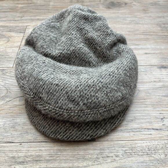Vintage Barbisio Italy Wool Newsboy Cap Grey Herringbone Cabbie Hat Dark Academi main image 5